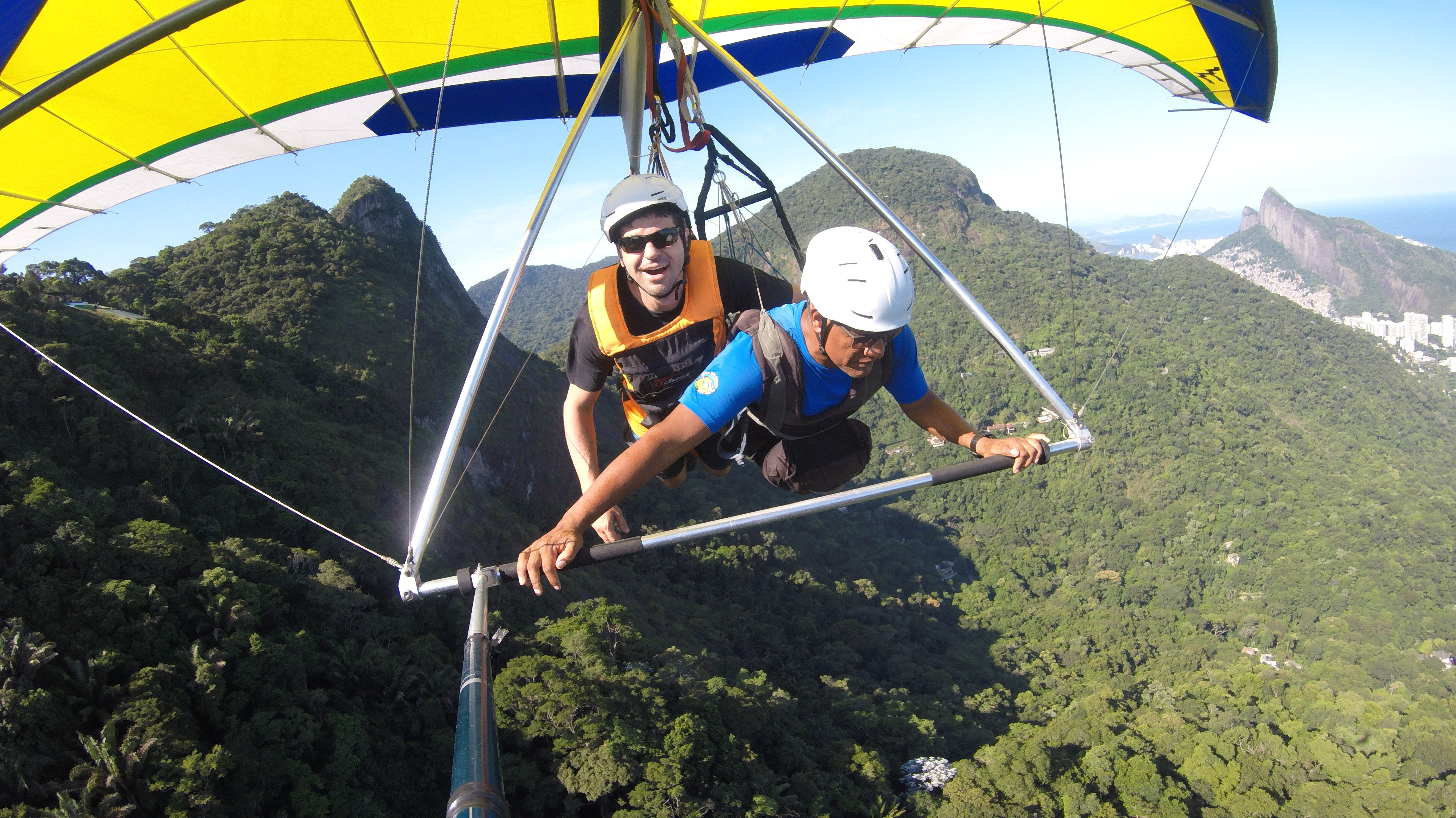 Hang gliding over mountains